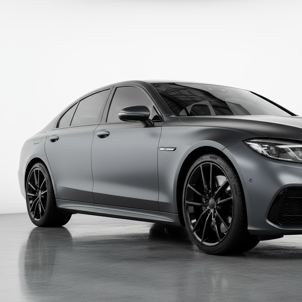 سيارة سيدان بتغليف مطفي من CarScript Wrap Studio Qatar